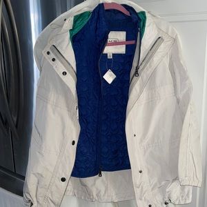 Coach bone/cobalt 2 in 1 Parka with removable vest NWT size Small